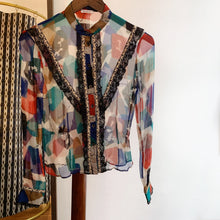 Load image into Gallery viewer, Vintage Pattern Sheer Blouse
