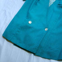 Load image into Gallery viewer, 80s Teal Colored Puff Sleeve Blouse
