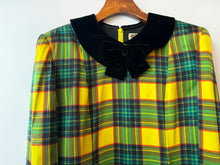 Load image into Gallery viewer, 80s Velvet Bow Collar Silk Dress (New Old Stock)
