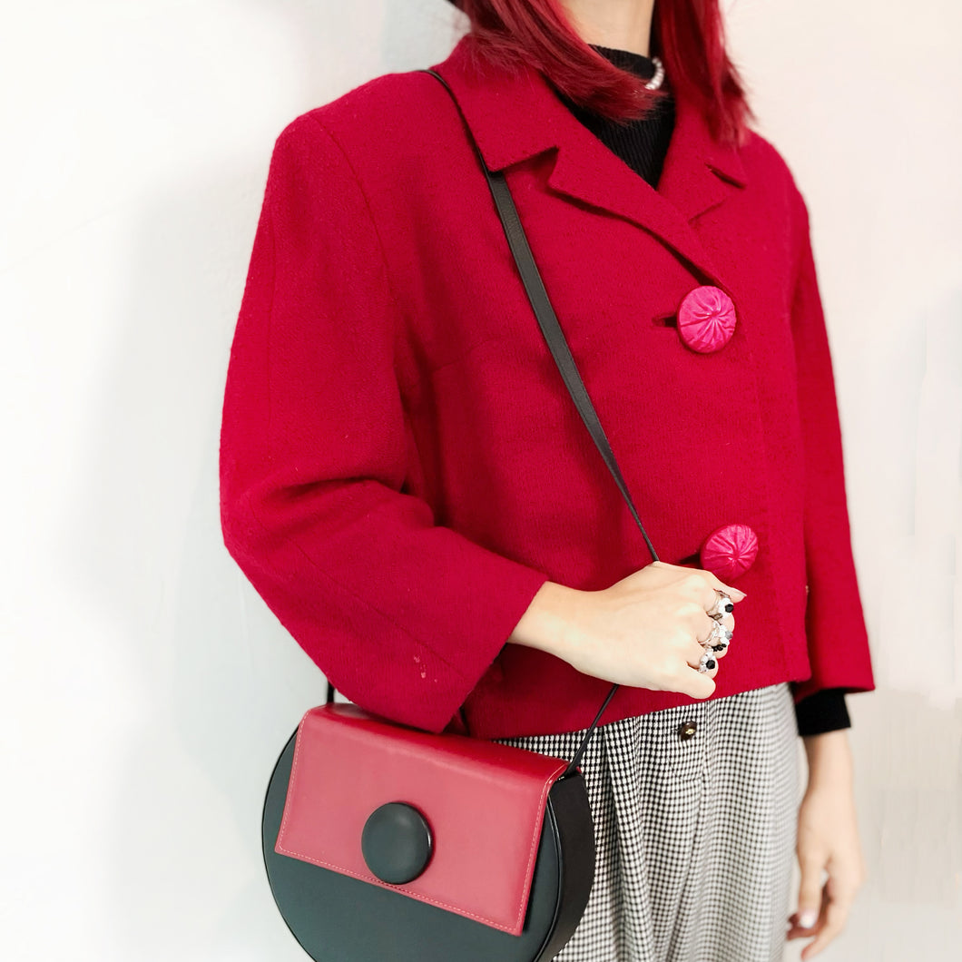 Vintage Red Colour Cropped Jacket